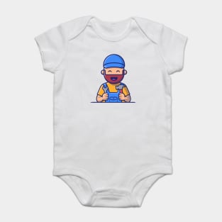 Handyman Holding Hammer And Wrench Baby Bodysuit